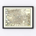 Vintage Map of Saint Petersburg, Russia 1901