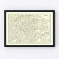 Vintage Map of Vienna, Austria 1901