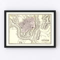 Vintage Map of Jerusalem, Israel 1901
