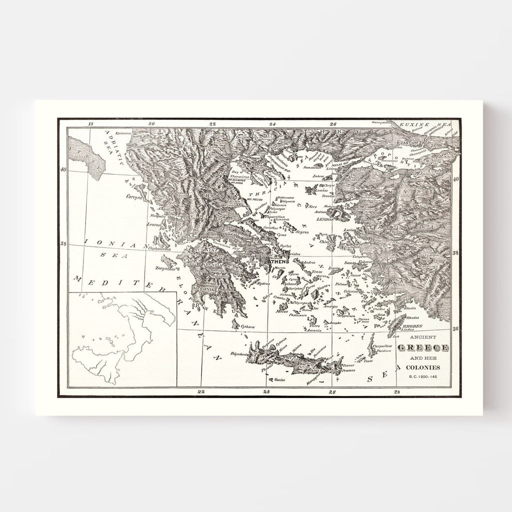 Vintage Map of Ancient Greece 1901