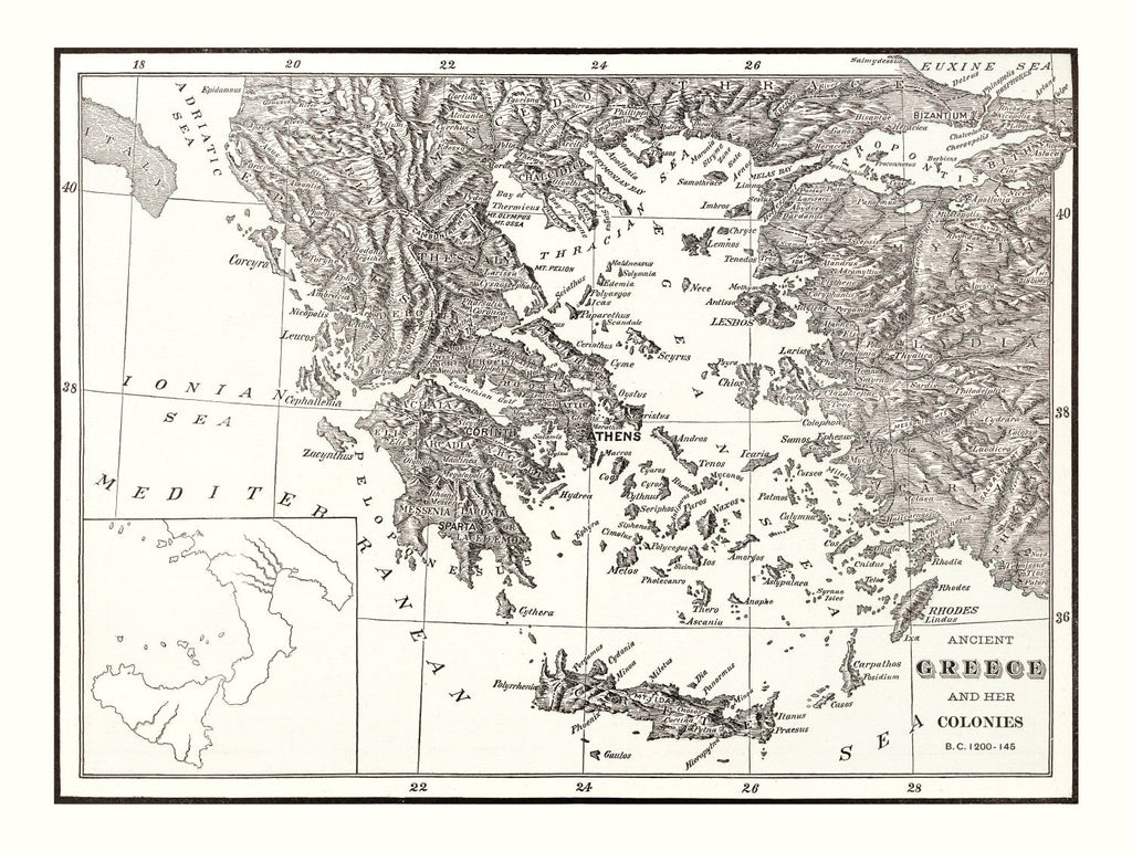 Vintage Map of Ancient Greece 1901