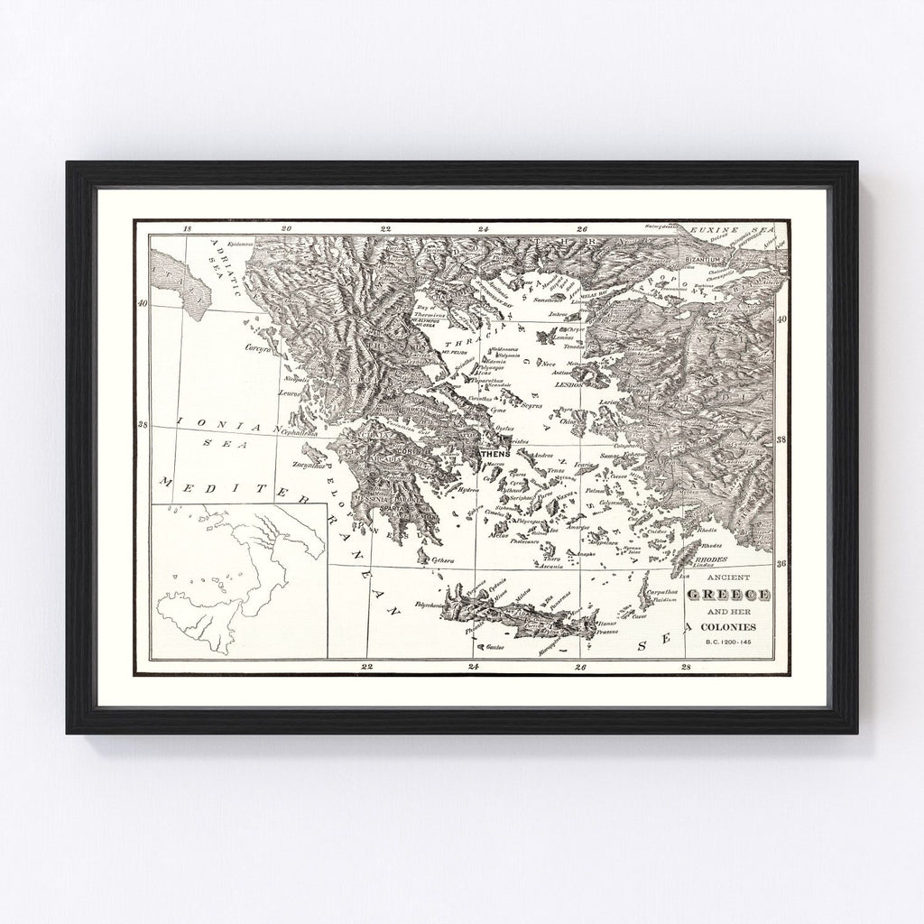 Vintage Map of Ancient Greece 1901
