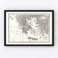 Vintage Map of Ancient Greece 1901