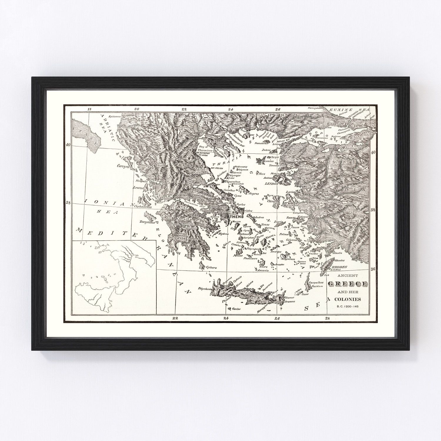 Vintage Map of Ancient Greece 1901