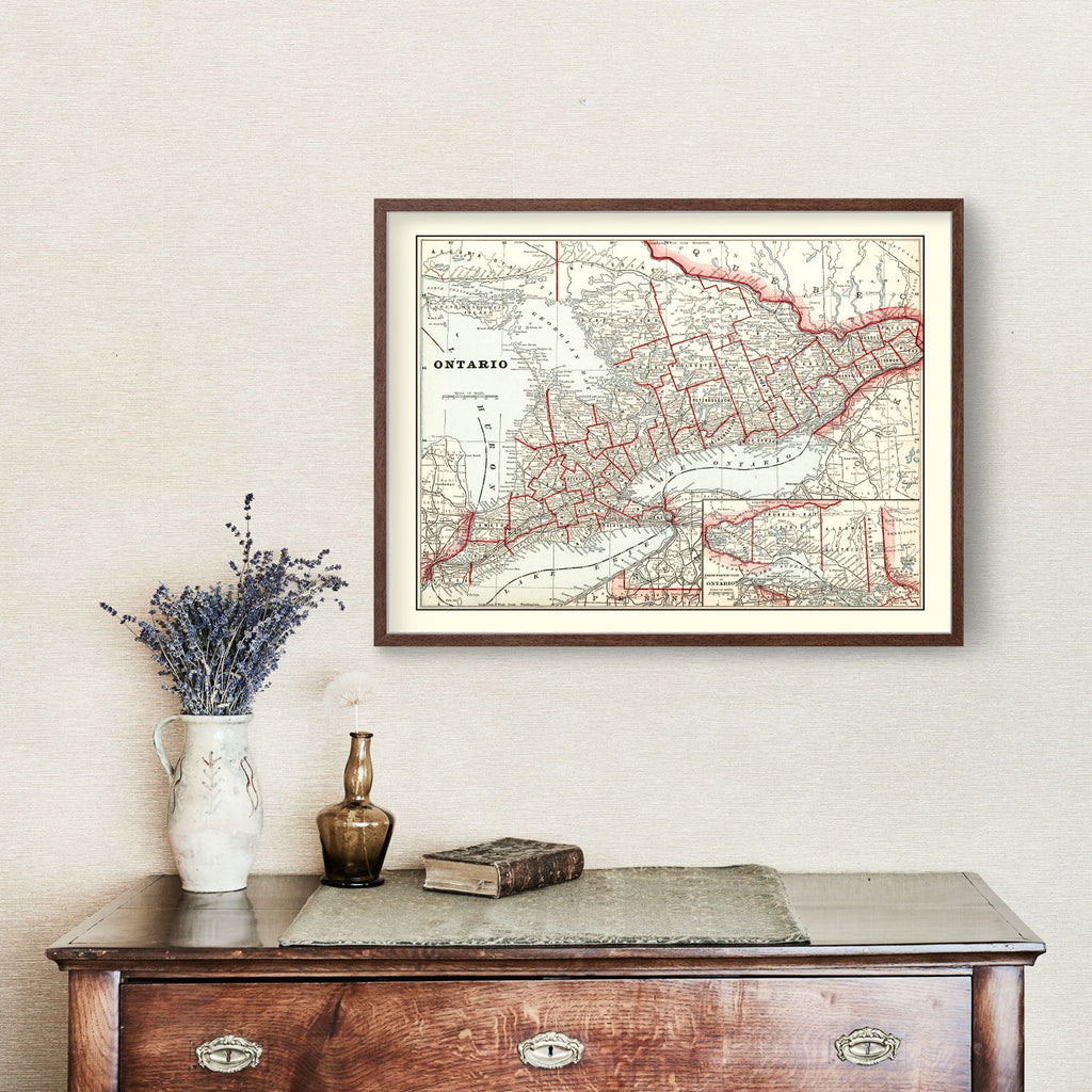 Vintage Map of Ontario, Canada 1893