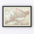 Vintage Map of Ontario, Canada 1893