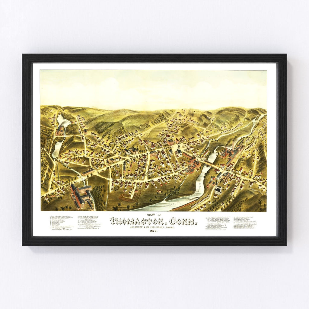 Vintage Map of Thomaston, Connecticut 1879