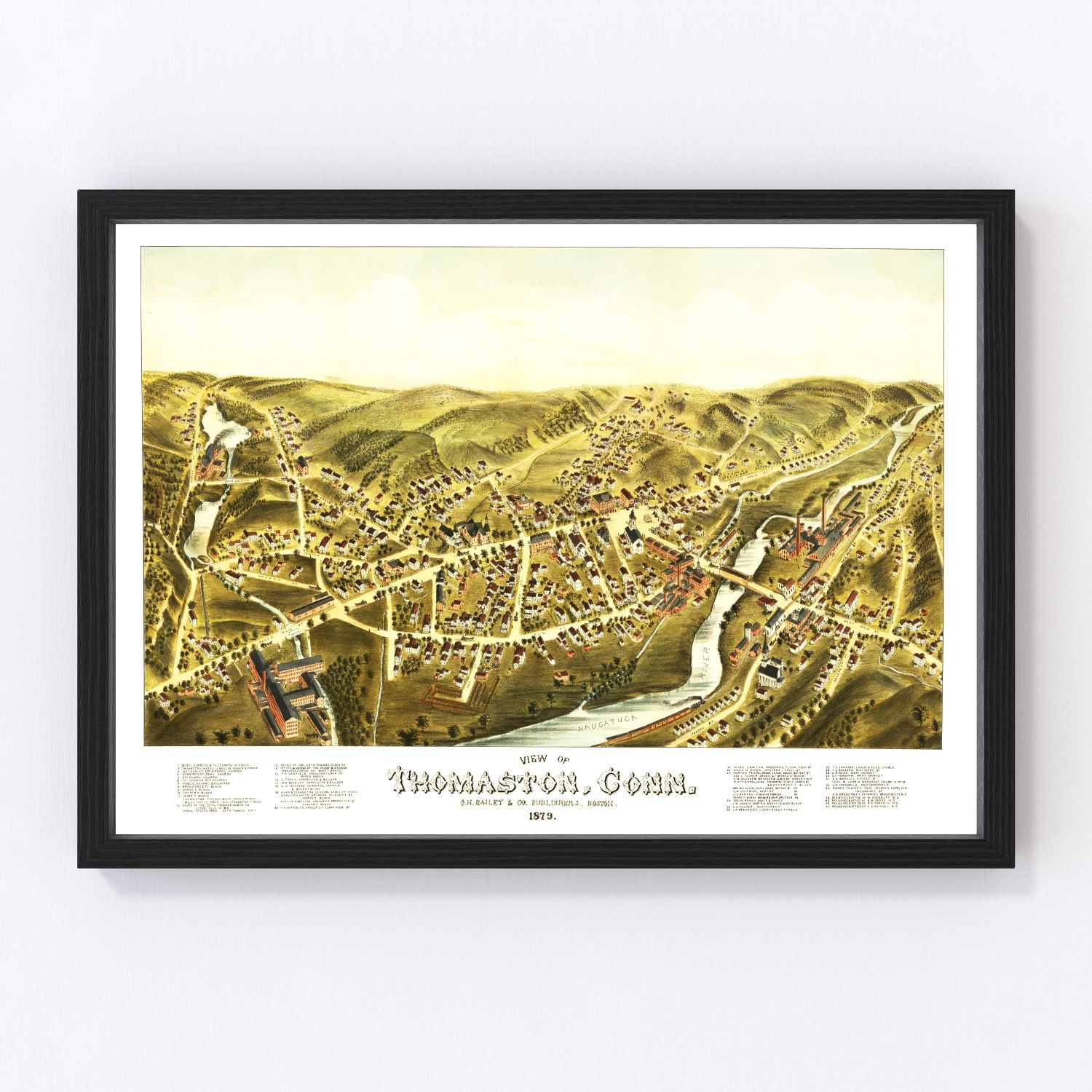 Vintage Map of Thomaston, Connecticut 1879