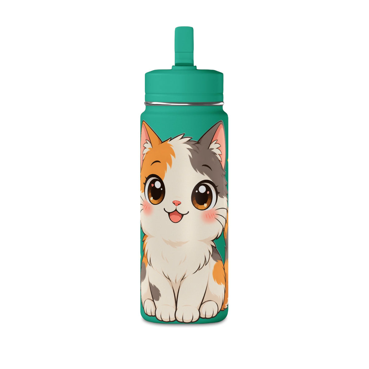 Cute Calico Cat Water Bottle, 20oz