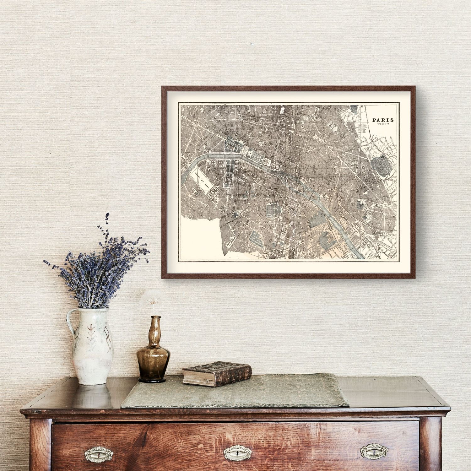 Vintage Map of Paris, France 1893