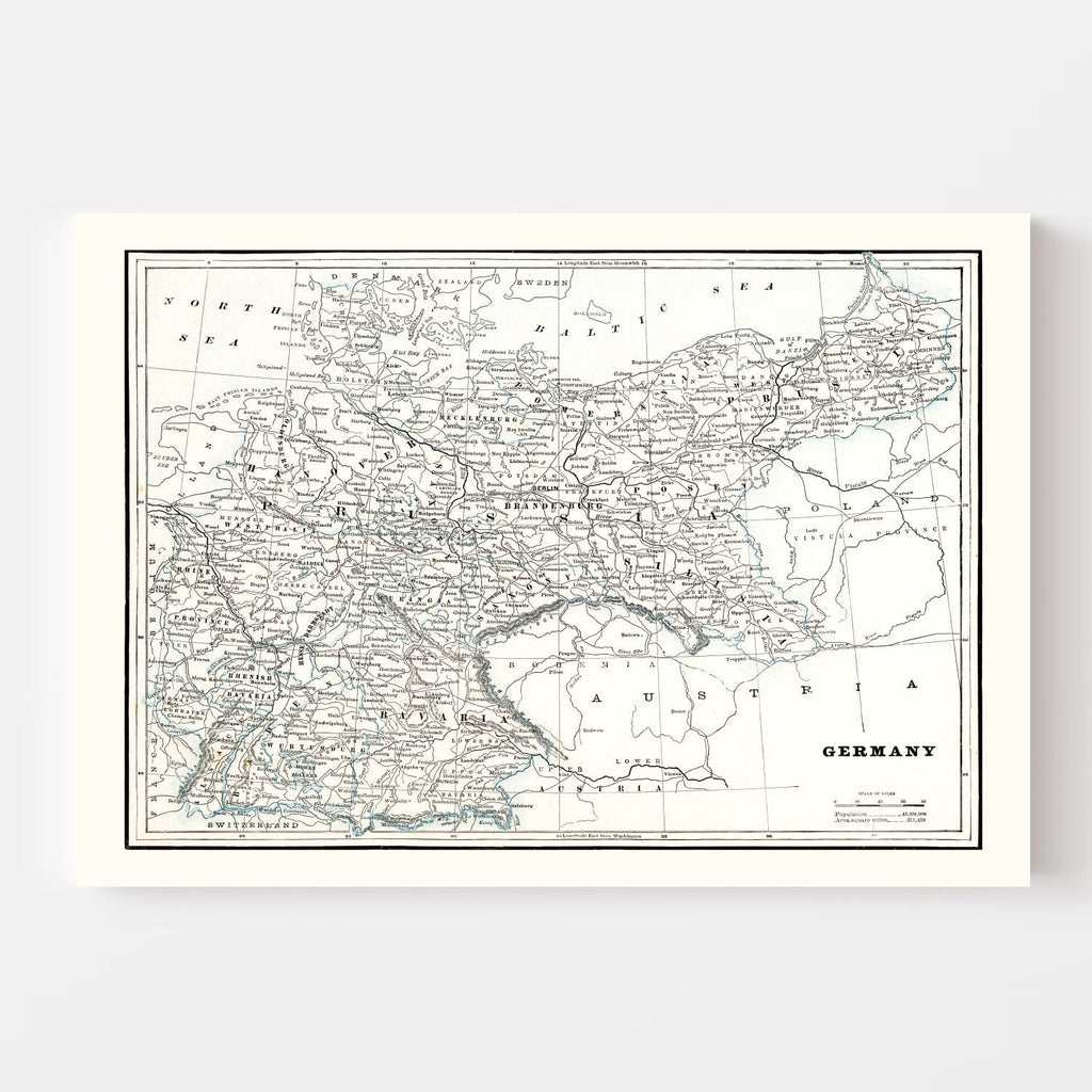 Vintage Map of Germany 1893