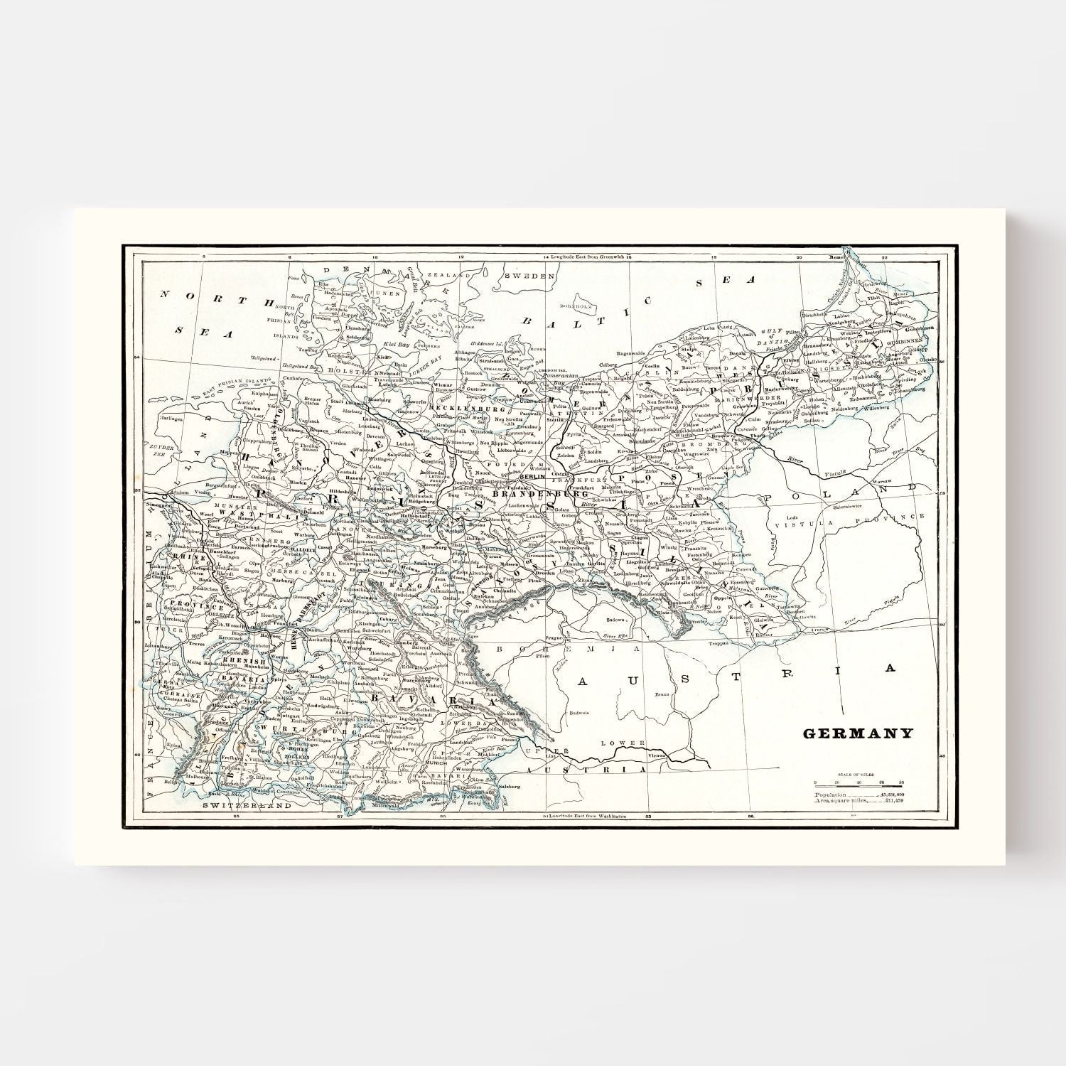Vintage Map of Germany 1893