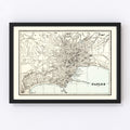 Vintage Map of Naples, Italy 1893