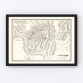 Vintage Map of Jerusalem, Israel 1893
