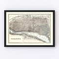 Vintage Map of Calcutta, India 1893
