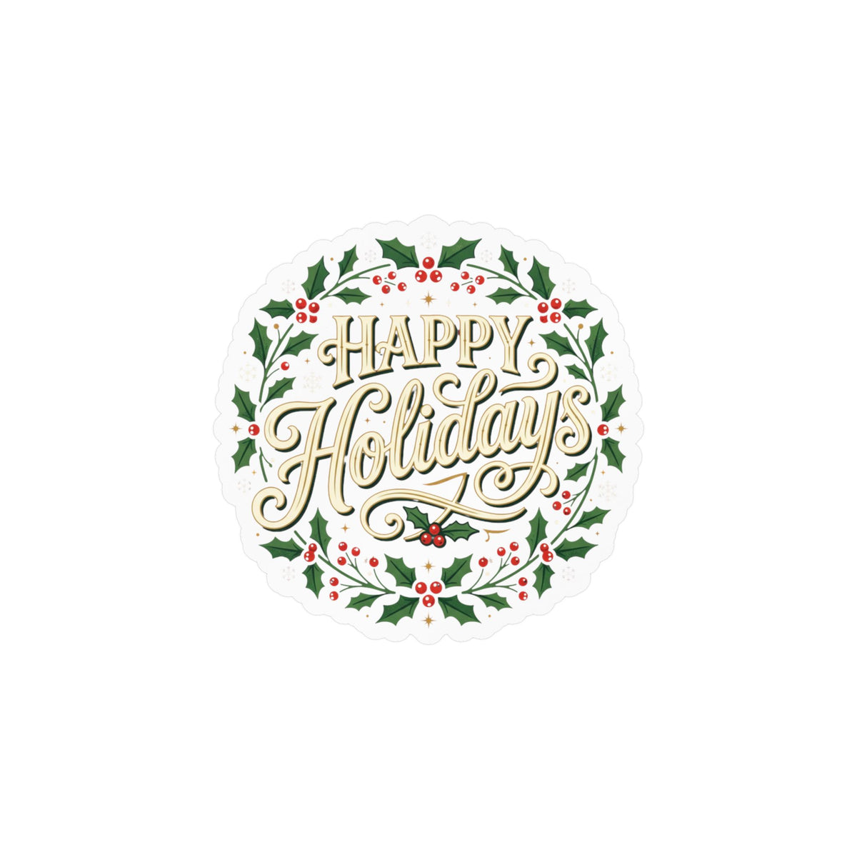 Happy Holidays Holly Wreath Vinyl Decal