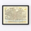 Vintage Map of Liverpool, England 1883