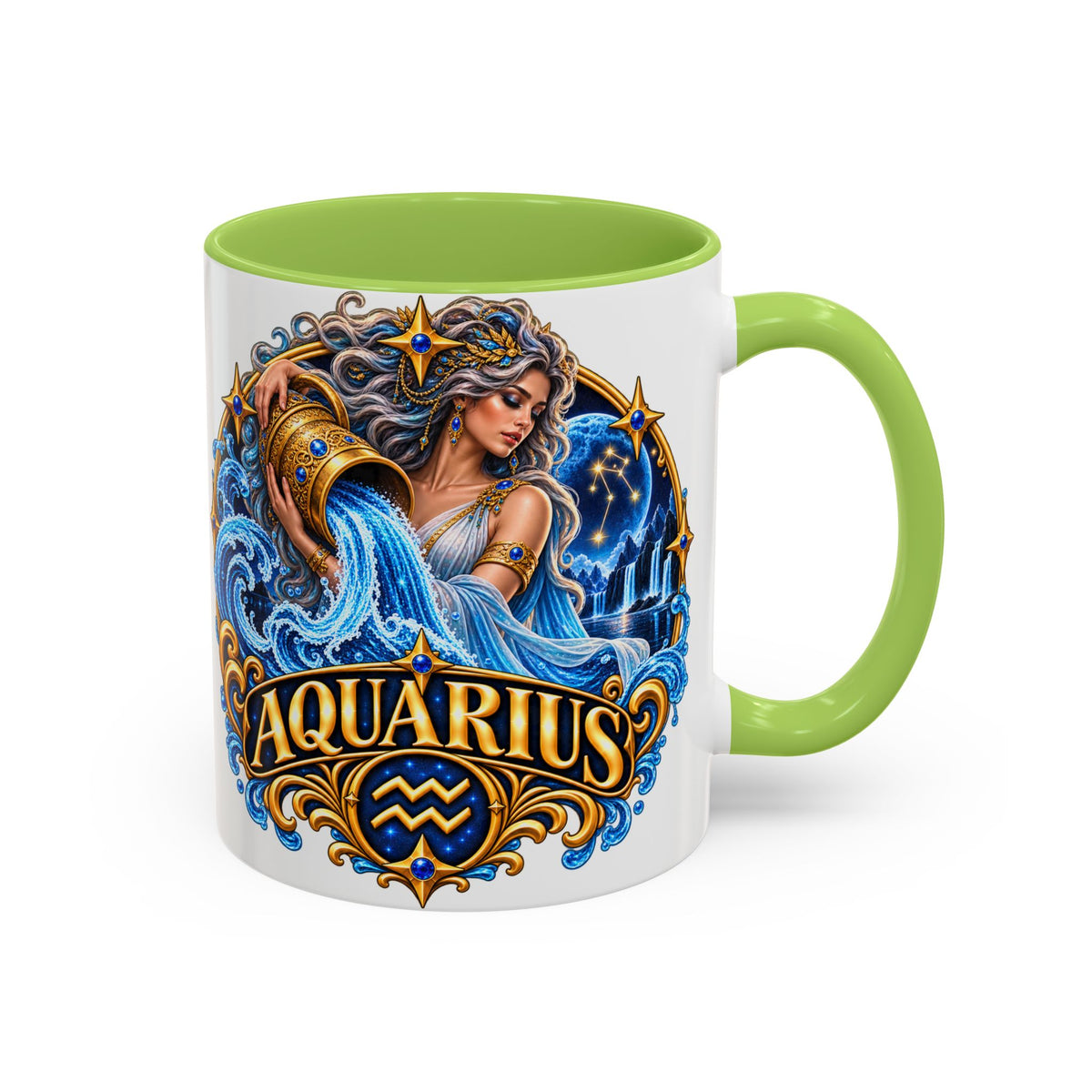 Aquarius Zodiac Coffee Mug — Illustrated Water Bearer Astrology Gift (11/15oz)