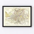 Vintage Map of Dublin, Ireland 1883