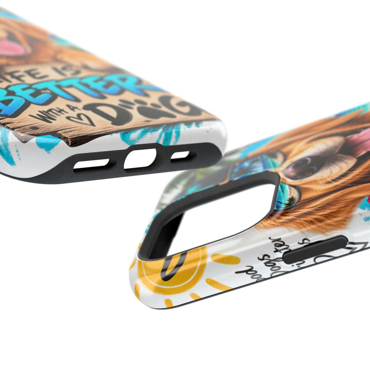 Impact-Resistant Phone Case — "Life Is Better With a Dog" Tropical Dog Design