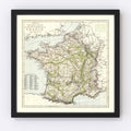 Vintage Map of France 1883