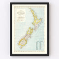Vintage Map of New Zealand 1883