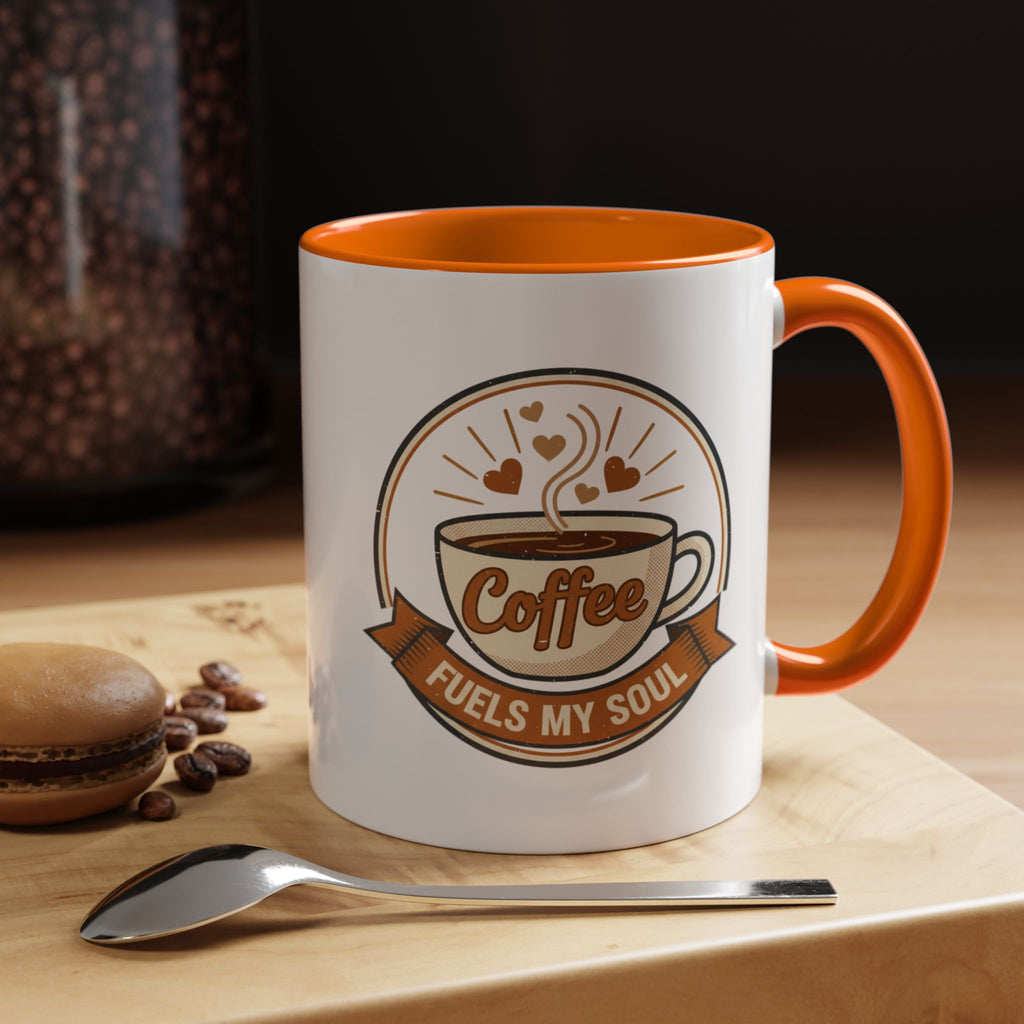 Coffee Mug - "Coffee Fuels My Soul" Accent Ceramic Mug (11/15oz)