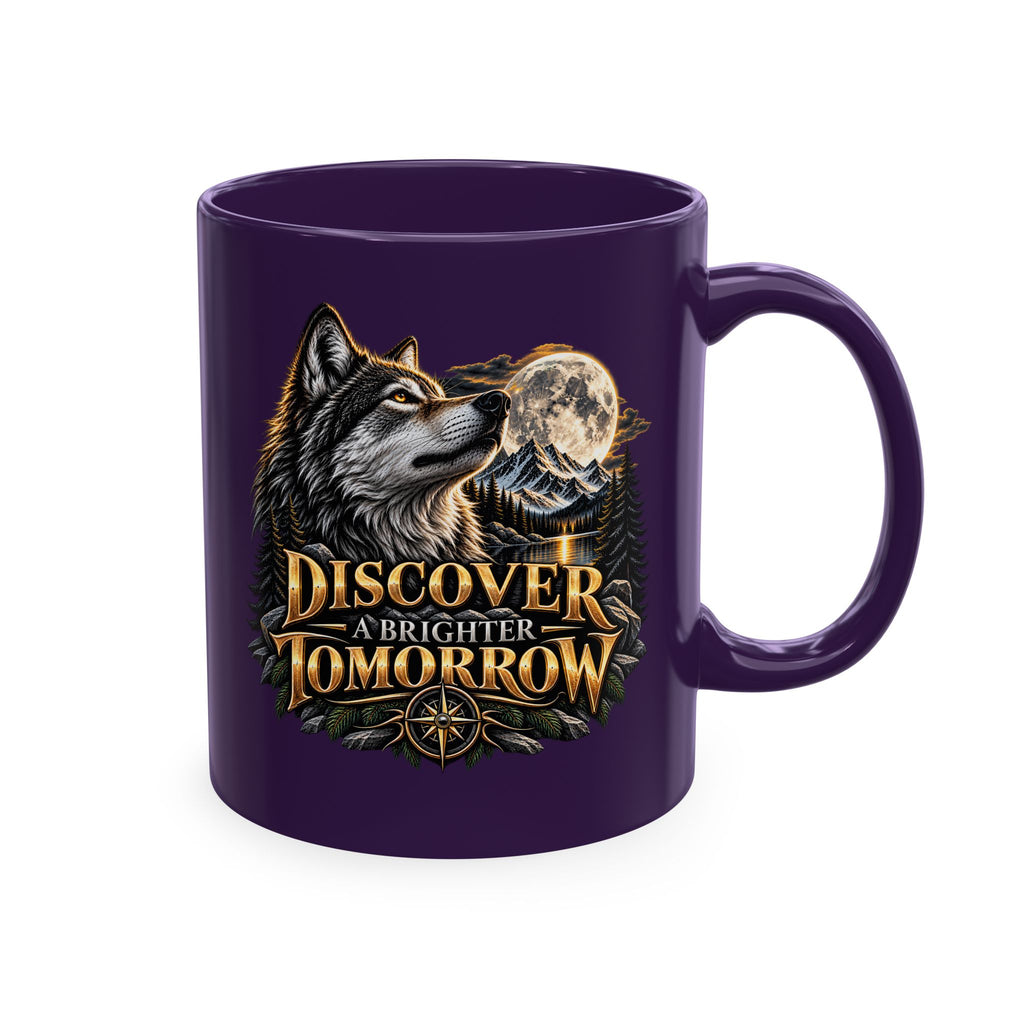 Discover Tomorrow Ceramic Mug — Howling Wolf & Moon Coffee Cup