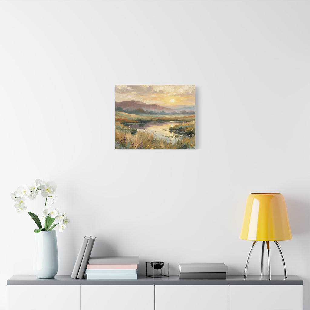 Sunset Meadow Canvas Wall Art — Stretched Matte Landscape Print