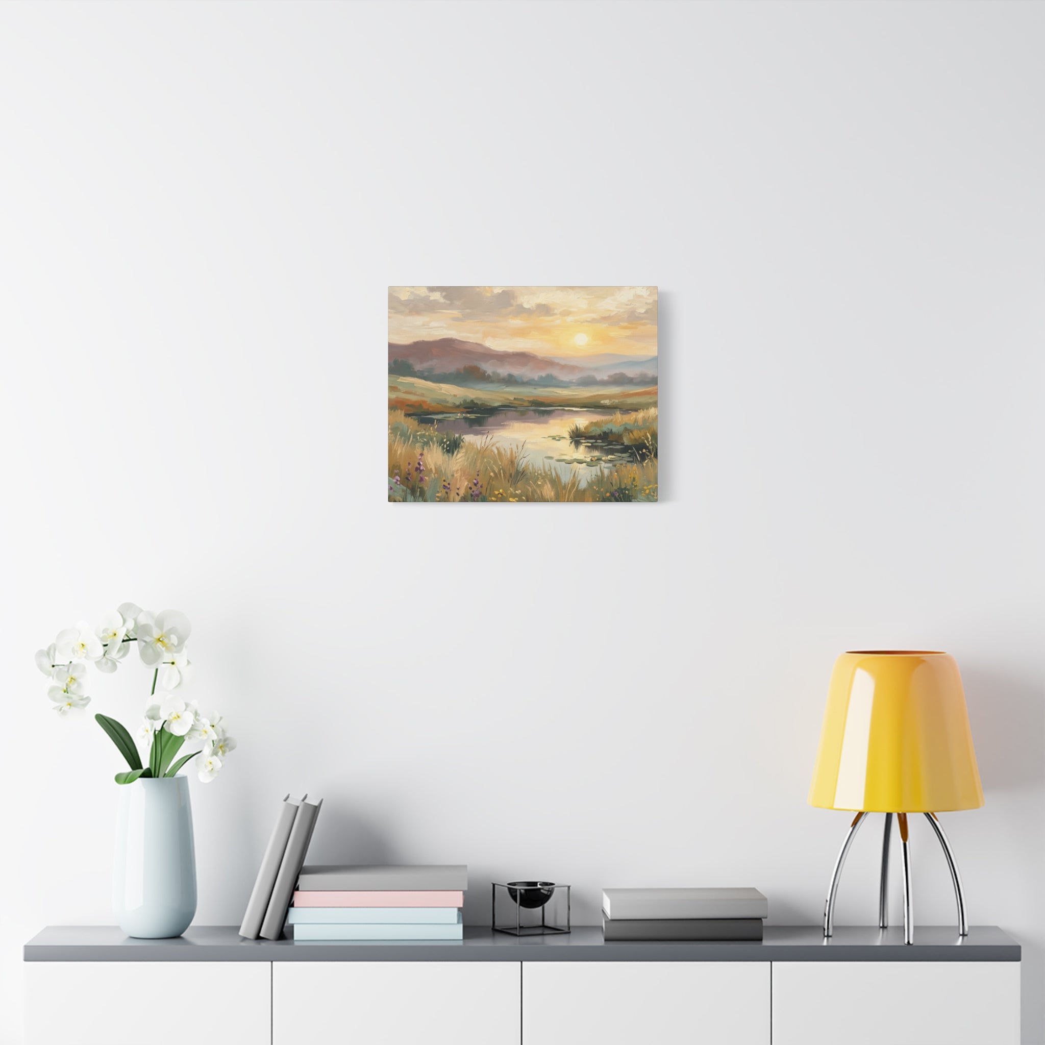 Sunset Meadow Canvas Wall Art — Stretched Matte Landscape Print