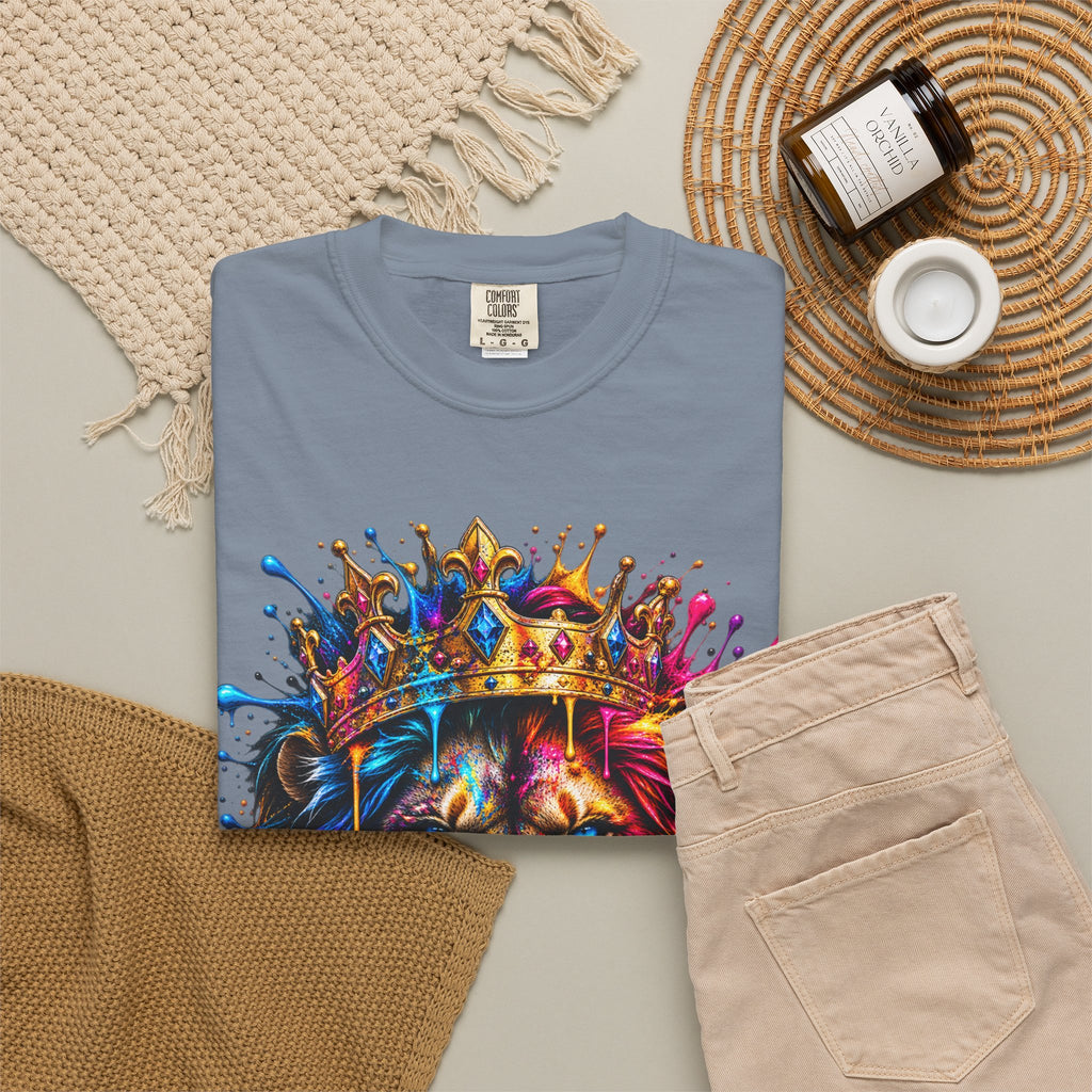 Color Splash Lion Tee — Regal Crown Graphic T-Shirt