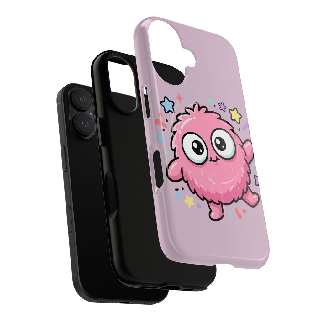 Cute Pink Fuzzy Monster Tough Magnetic Phone Case — Cute Kawaii Protective iPhone Cover