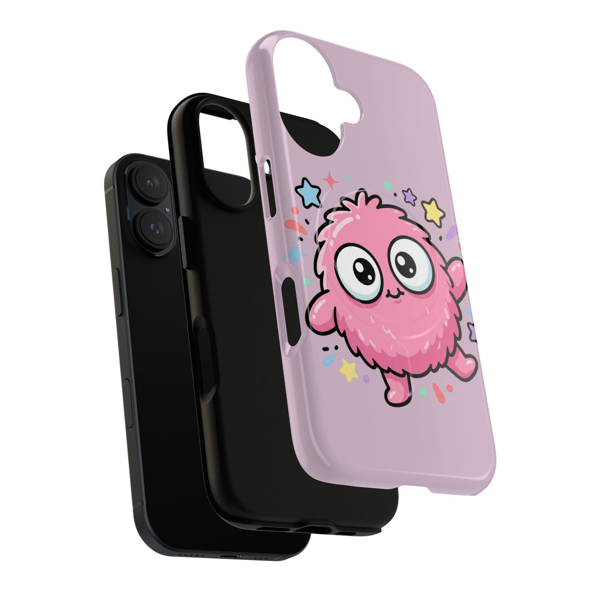 Cute Pink Fuzzy Monster Tough Magnetic Phone Case — Cute Kawaii Protective iPhone Cover
