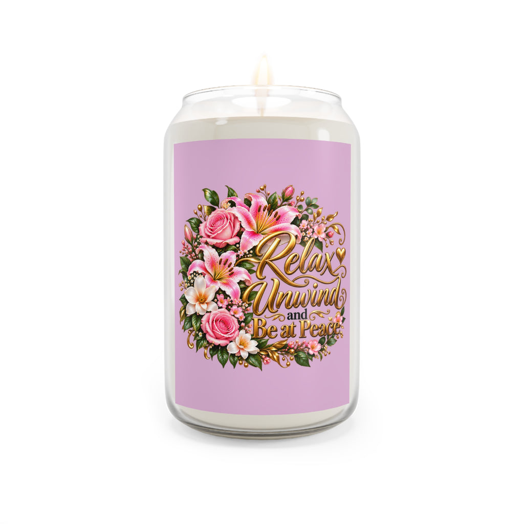 Relax, Unwind & Be at Peace Soy Candle — Floral Scented 13.75oz