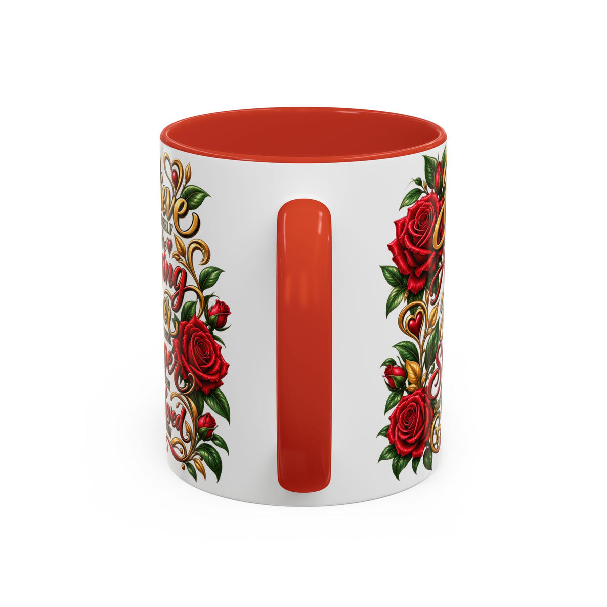 Inspirational Rose Coffee Mug — "Believe in Yourself" Motivational Tea Cup