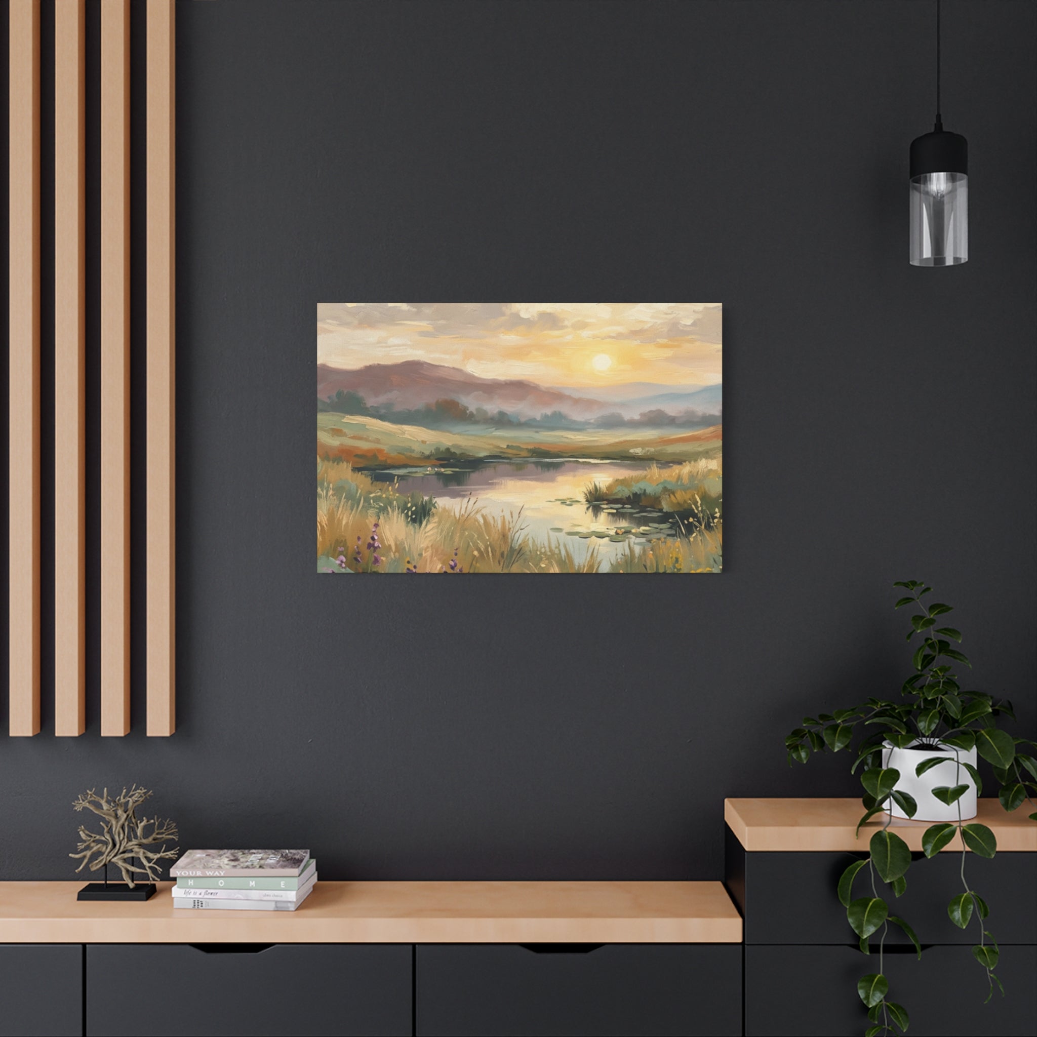 Sunset Meadow Canvas Wall Art — Stretched Matte Landscape Print