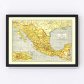 Vintage Map of Mexico 1943