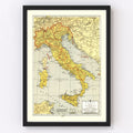 Vintage Map of Italy 1943