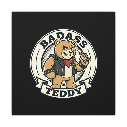 Badass Teddy Canvas Wall Art — Edgy Teddy Bear Stretched Matte Print