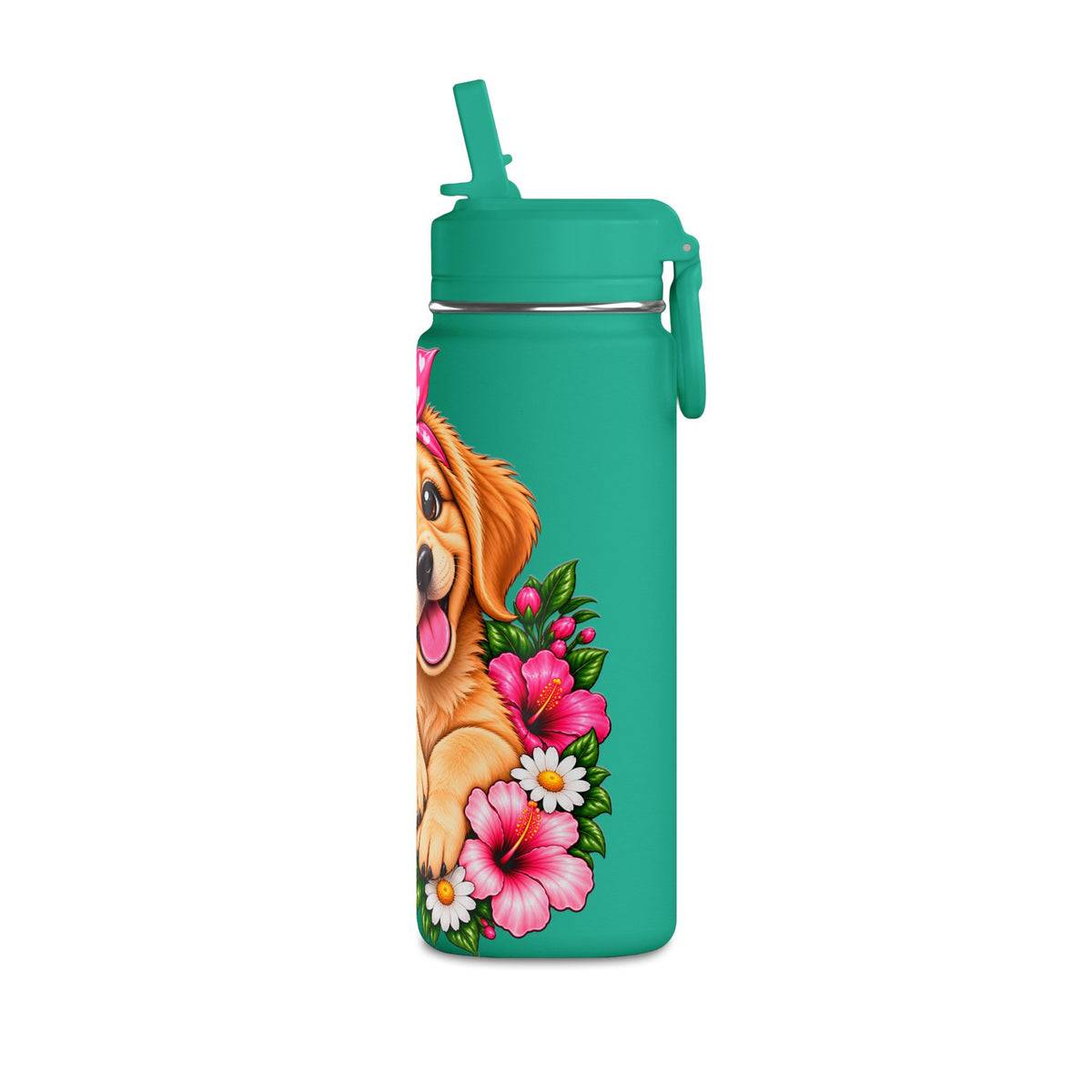 Puppy Floral 20oz Water Bottle