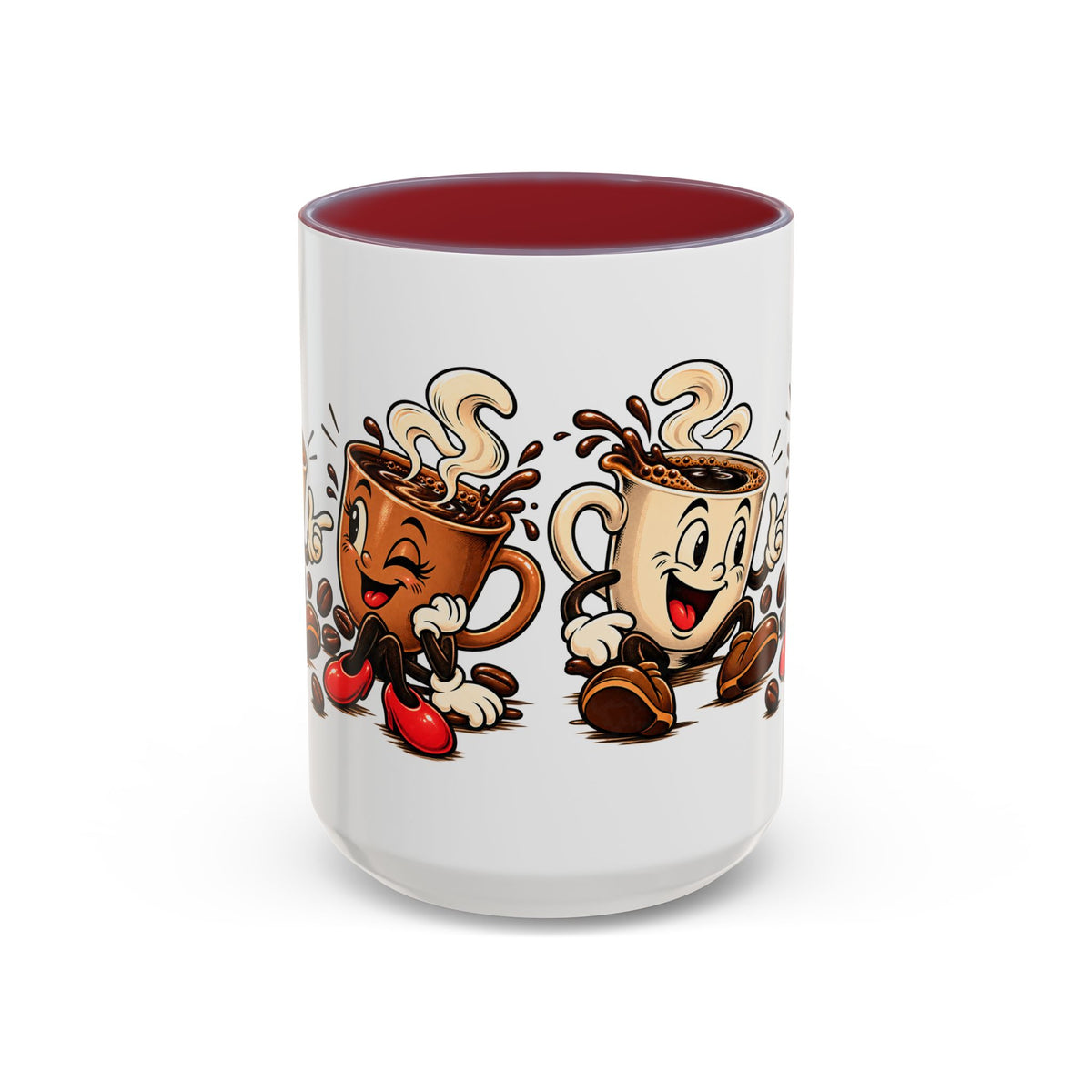 Coffee Cartoon Mug — Cute Dancing Coffee Cups Accent Mug