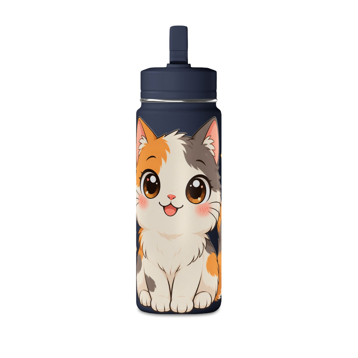 Cute Calico Cat Water Bottle, 20oz