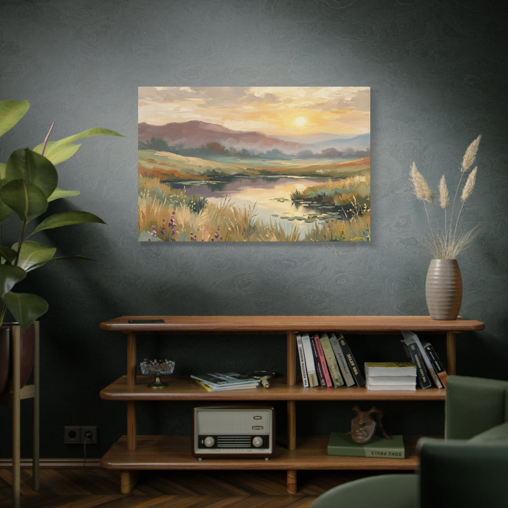 Sunset Meadow Canvas Wall Art — Stretched Matte Landscape Print