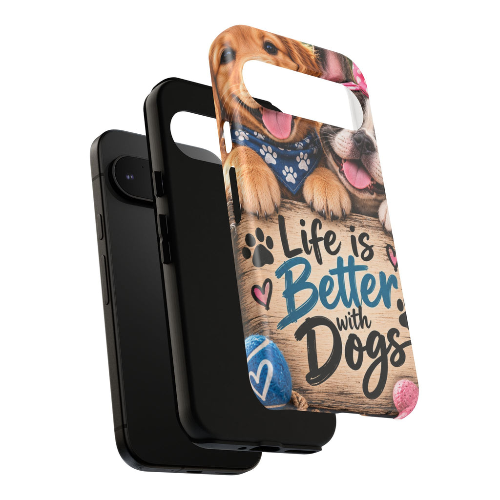 Phone Case — "Life Is Better with Dogs" Cute Pawprint Dog Lover Protective Case