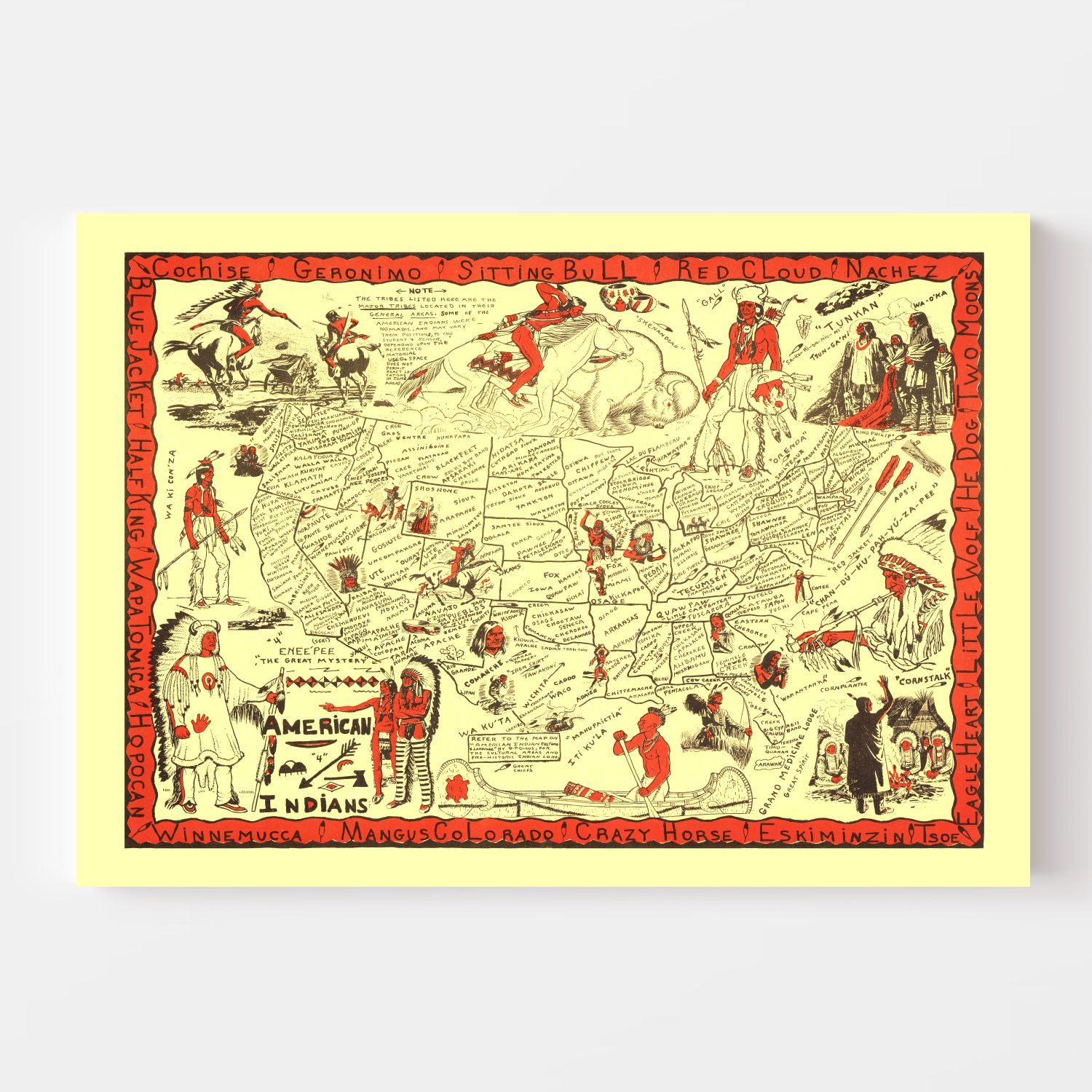 Vintage Map of United States 1952