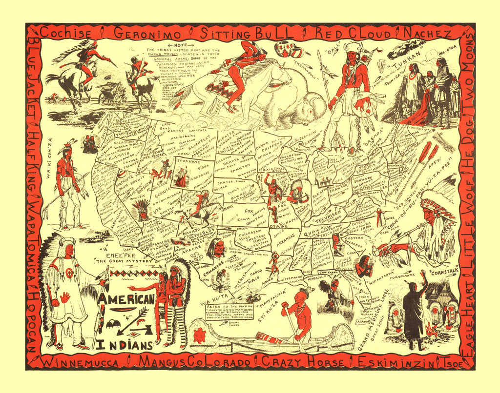 Vintage Map of United States 1952