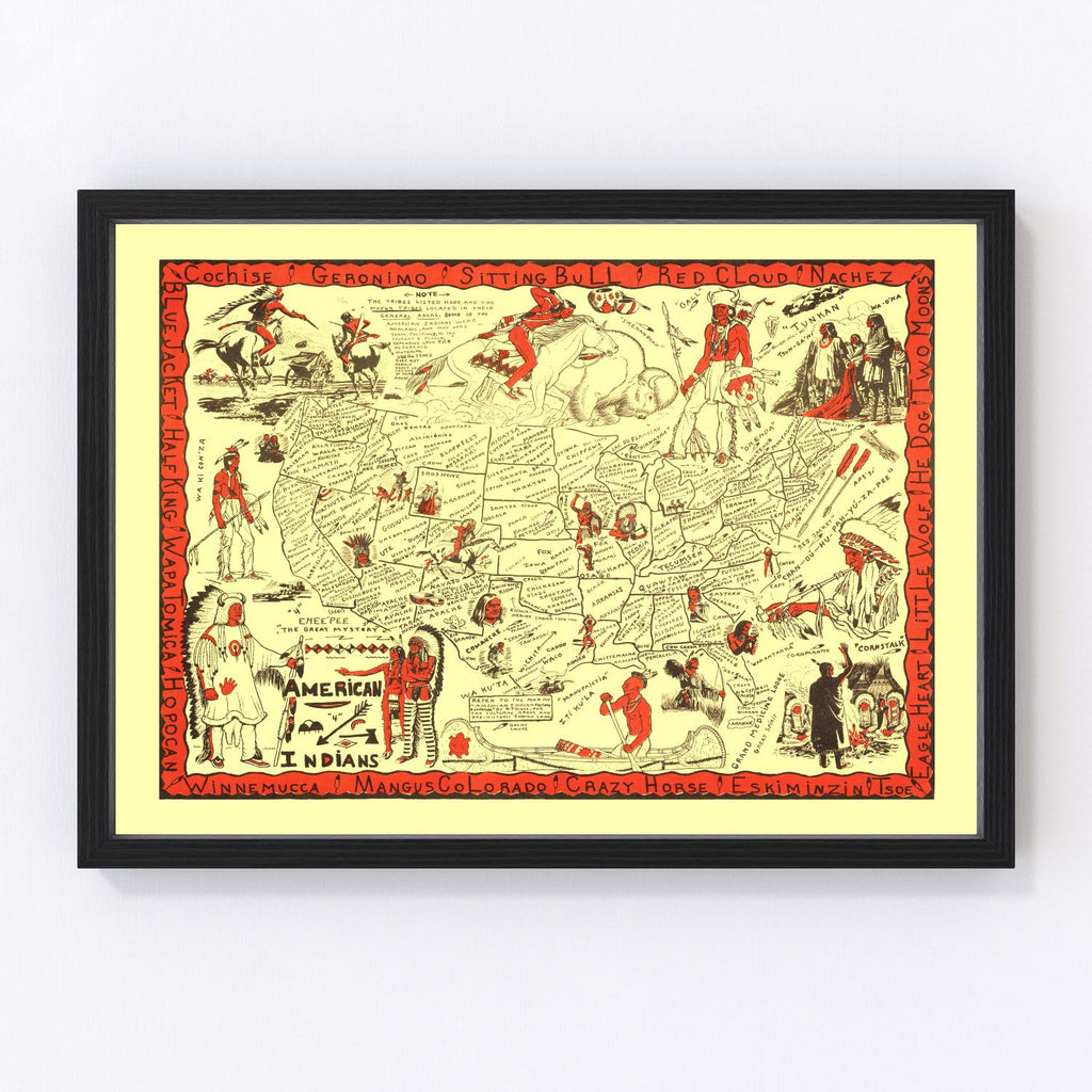 Vintage Map of United States 1952
