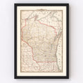 Vintage Map of Wisconsin 1882