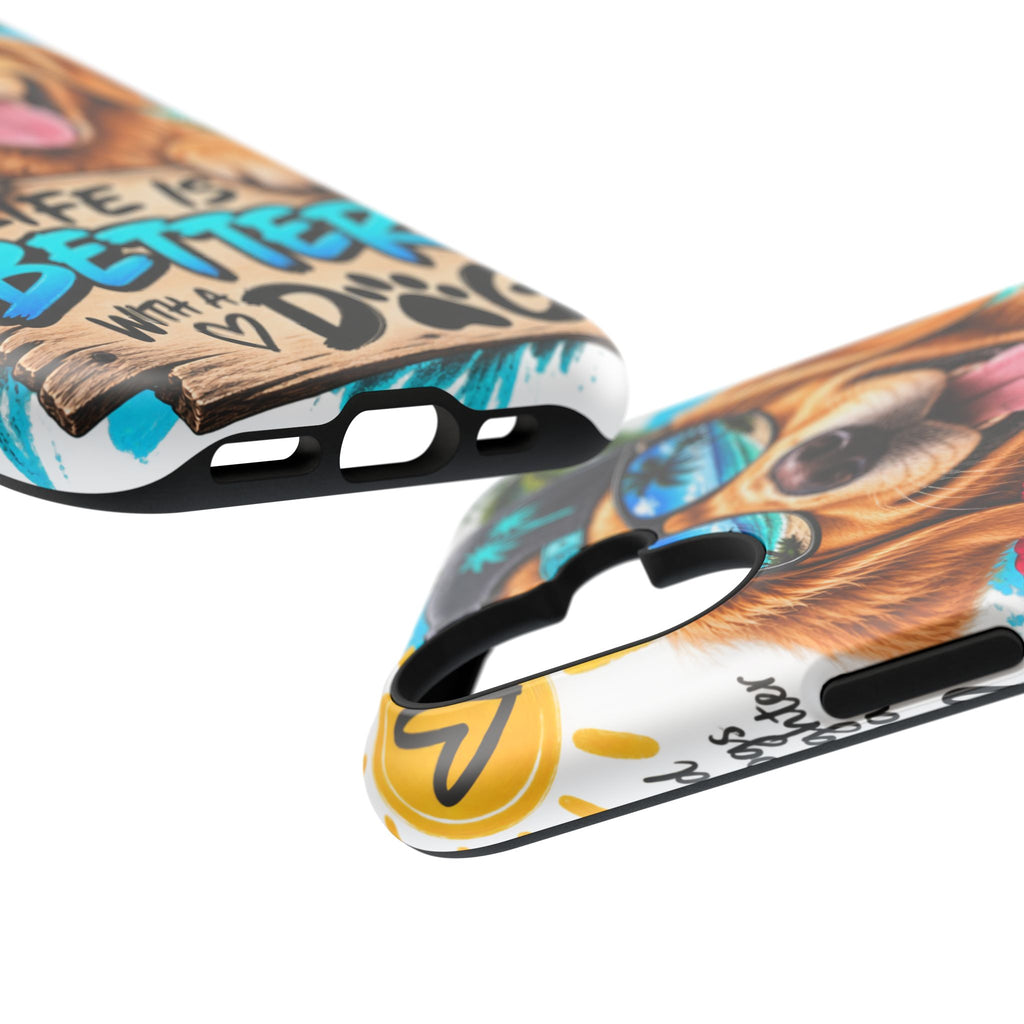 Impact-Resistant Phone Case — "Life Is Better With a Dog" Tropical Dog Design