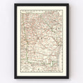 Vintage Railroad Map of Georgia 1882